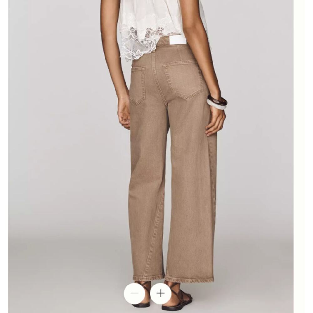 Pistola Kyra High Rise Cropped Barrel Leg Jeans Sz 31 Tannin Brown Bowed - Picture 5 of 12
